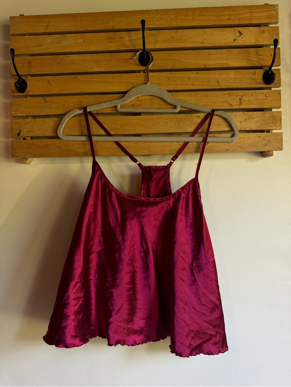 💗FREE WITH PURCHASE💗Silky Burgundy Spaghetti Strap Open Back Sleep Cami